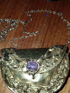 Signed Carvalhu Rio Ernandes Copa Collection Brutalist Brass/Amethyst Purse